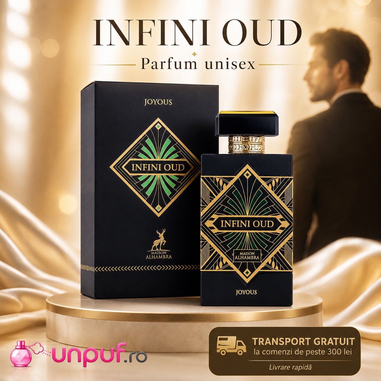 Alhambra Infini Oud Joyous parfum unisex elegant, intens, misterios și persistent
