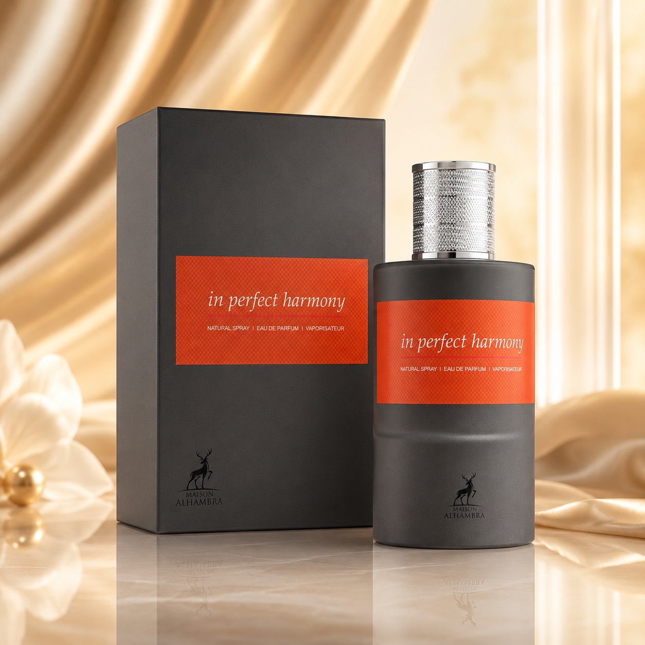 Parfum Arăbesc Alhambra Perfect Harmony Maison Alhambra 100 ml cu sticlă neagră mată și cutie premium