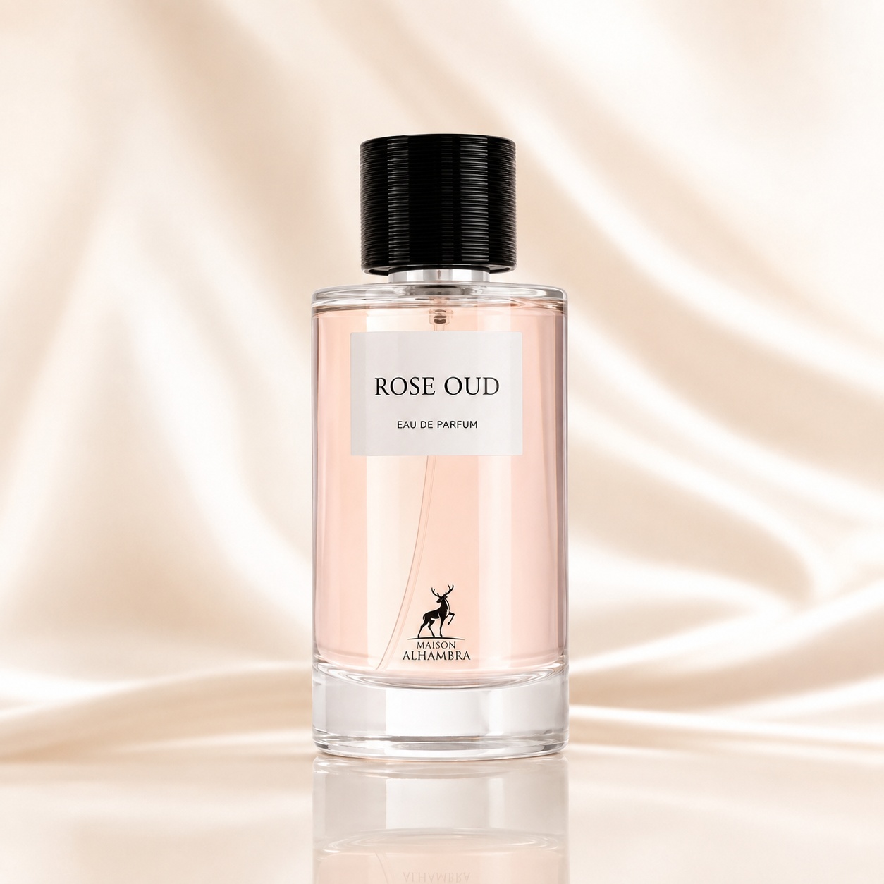 Flacon Alhambra Rose Oud 100 ml, parfum unisex elegant cu lichid roz delicat