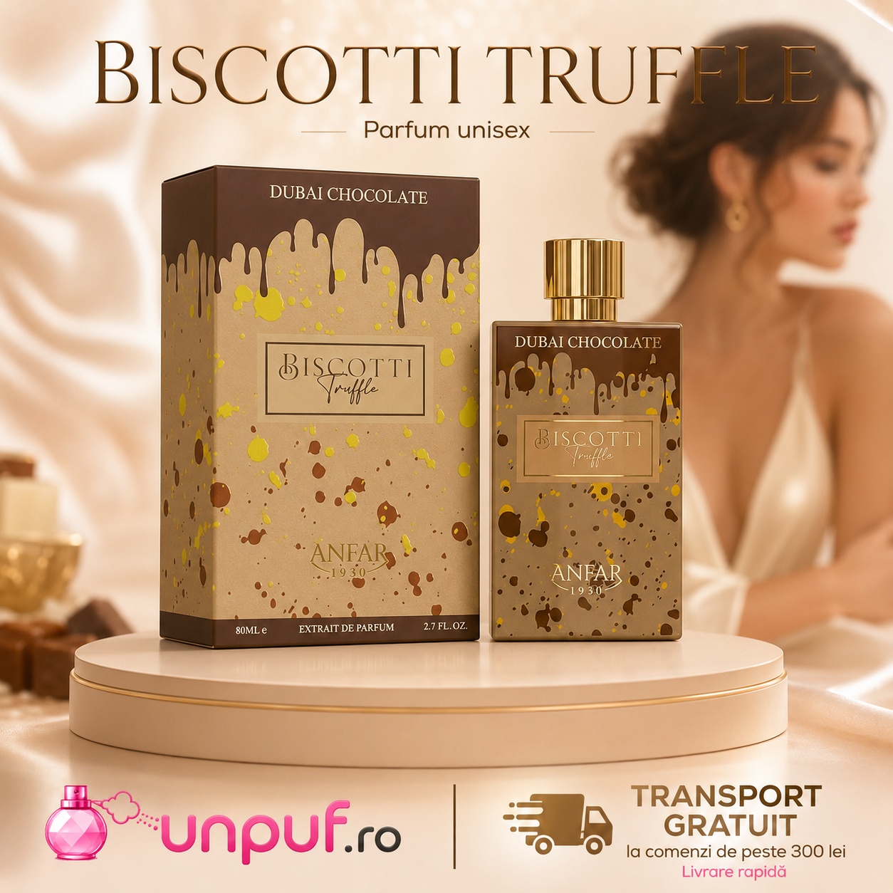 Parfum Anfar 1950 Dubai Chocolate Biscotti Truffle cu transport gratuit la comenzi eligibile UnPuf.ro