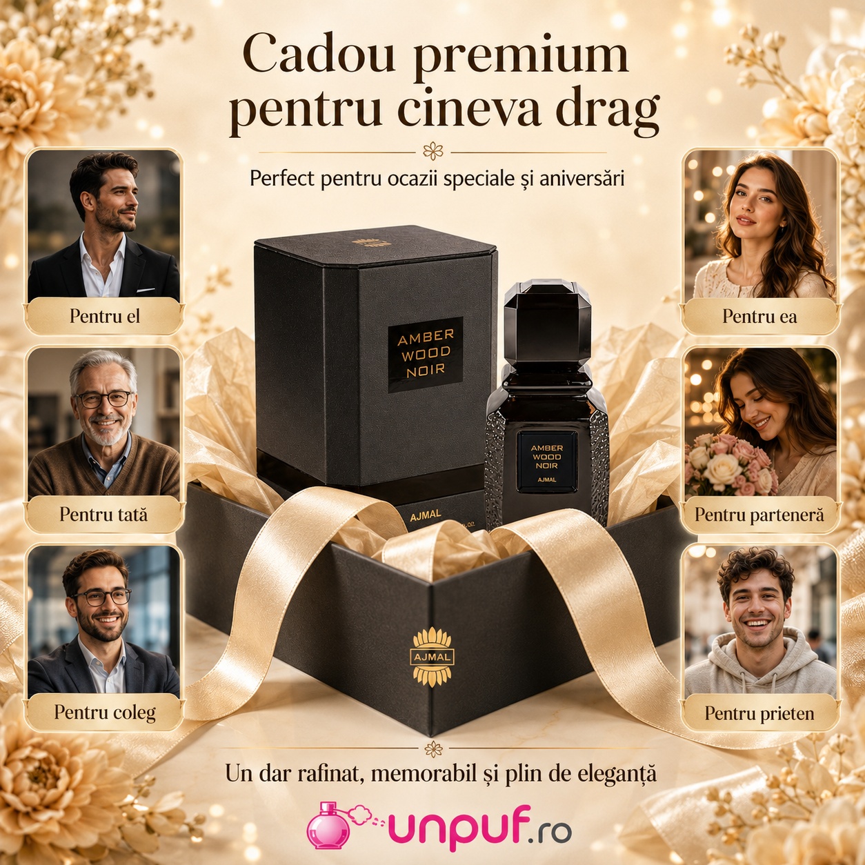 Ajmal Amber Wood Noir cadou premium pentru cineva drag, perfect pentru ocazii speciale și aniversări