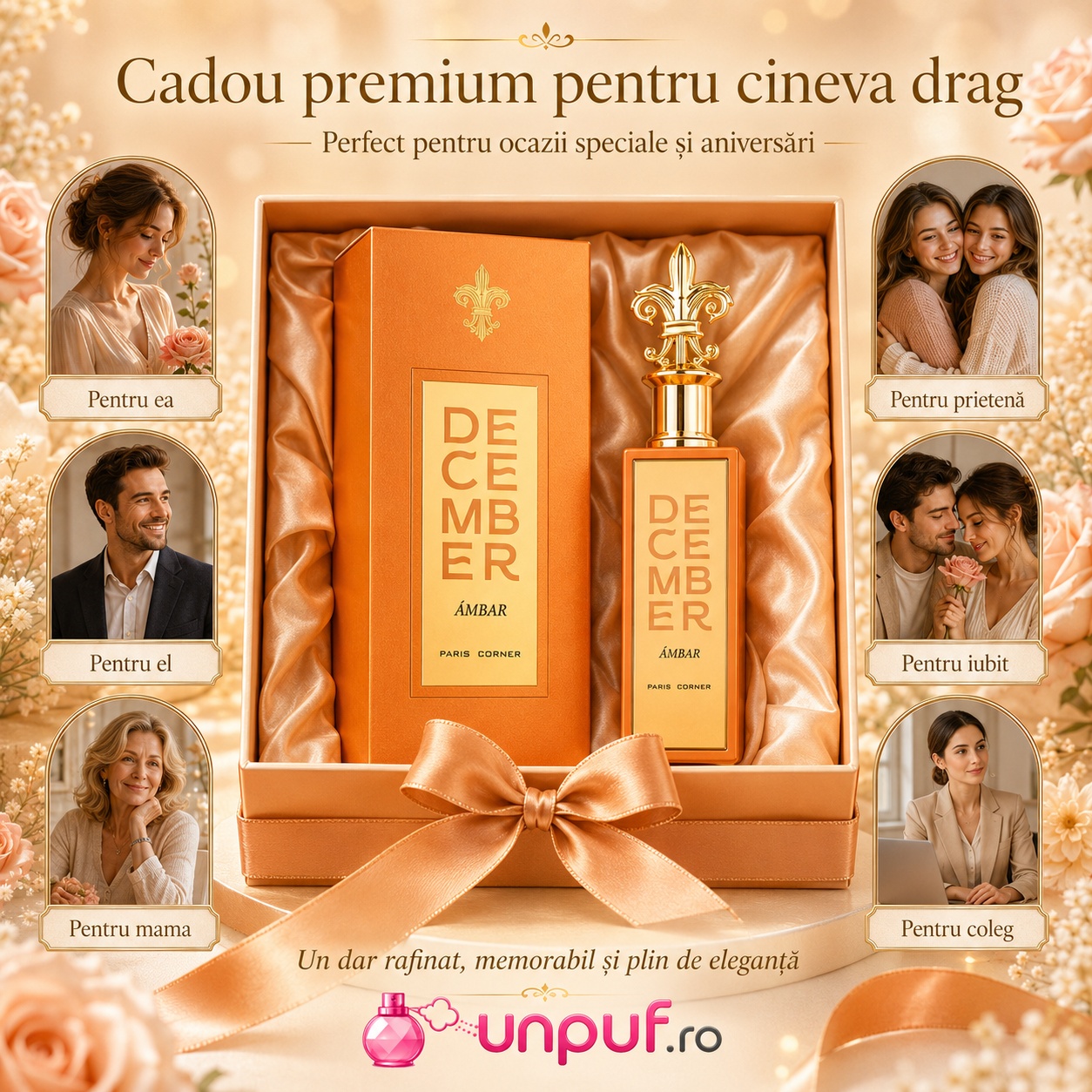 December Ambar Paris Corner cadou premium pentru ea, pentru el, pentru mama, pentru prietenă, pentru iubit și pentru coleg