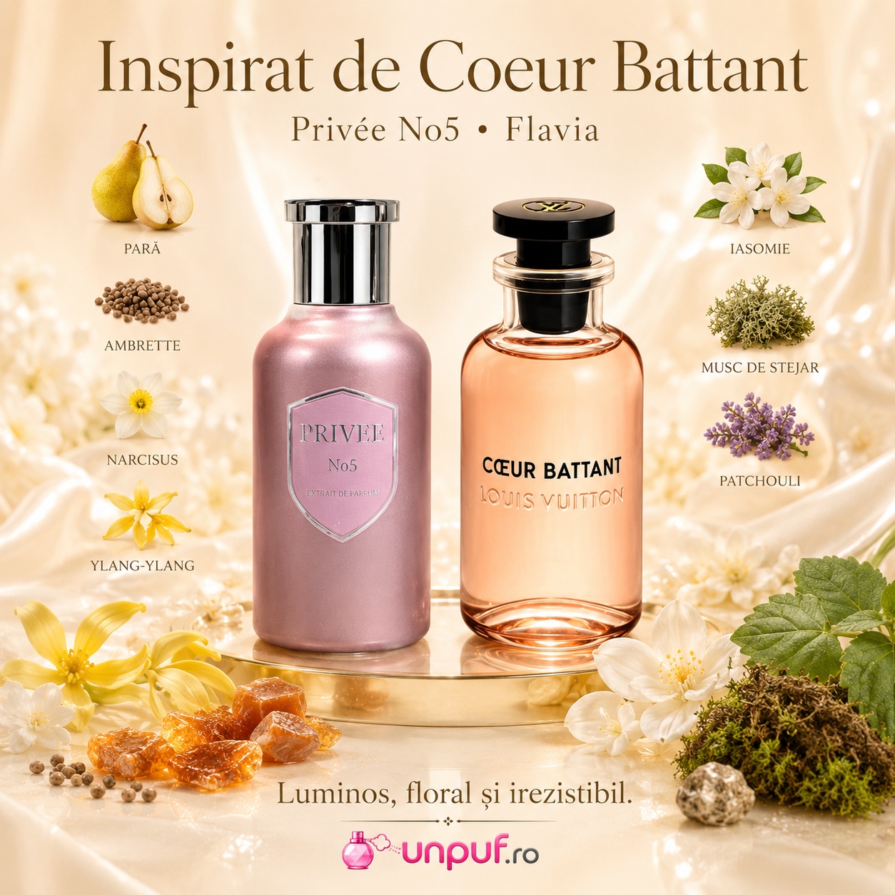 Flavia Privee No5 inspirat de Coeur Battant, parfum floral, luminos și irezistibil