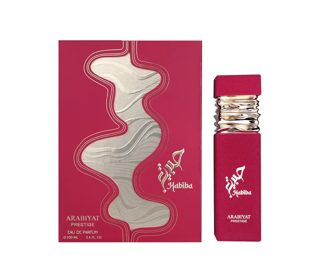 Parfum Arăbesc My Perfumes Habiba 100 ml cu flacon roz intens și cutie originală roz cu detalii metalizate