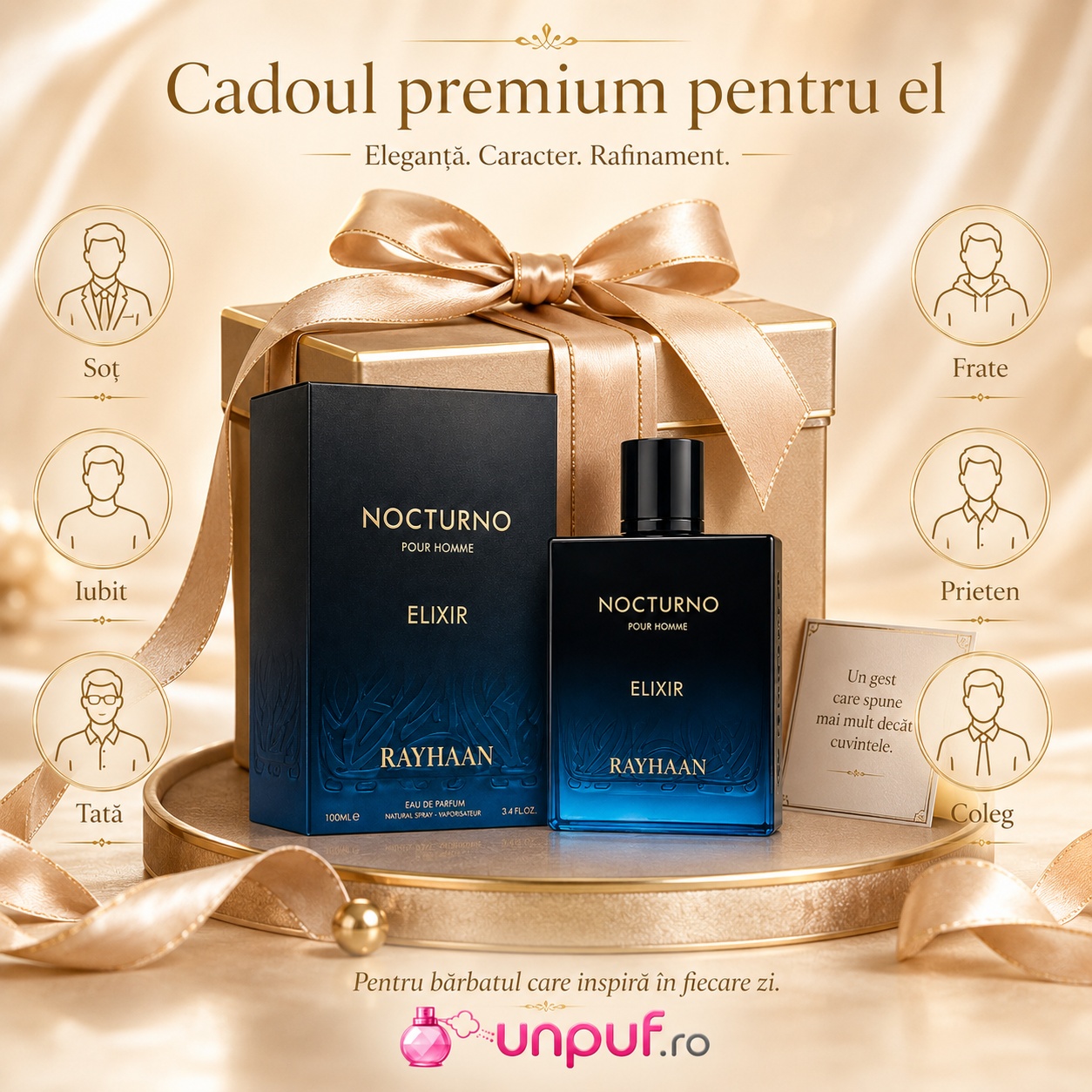 Nocturno Elixir Rayhaan cadou premium pentru el, soț, iubit, tată, frate, prieten sau coleg