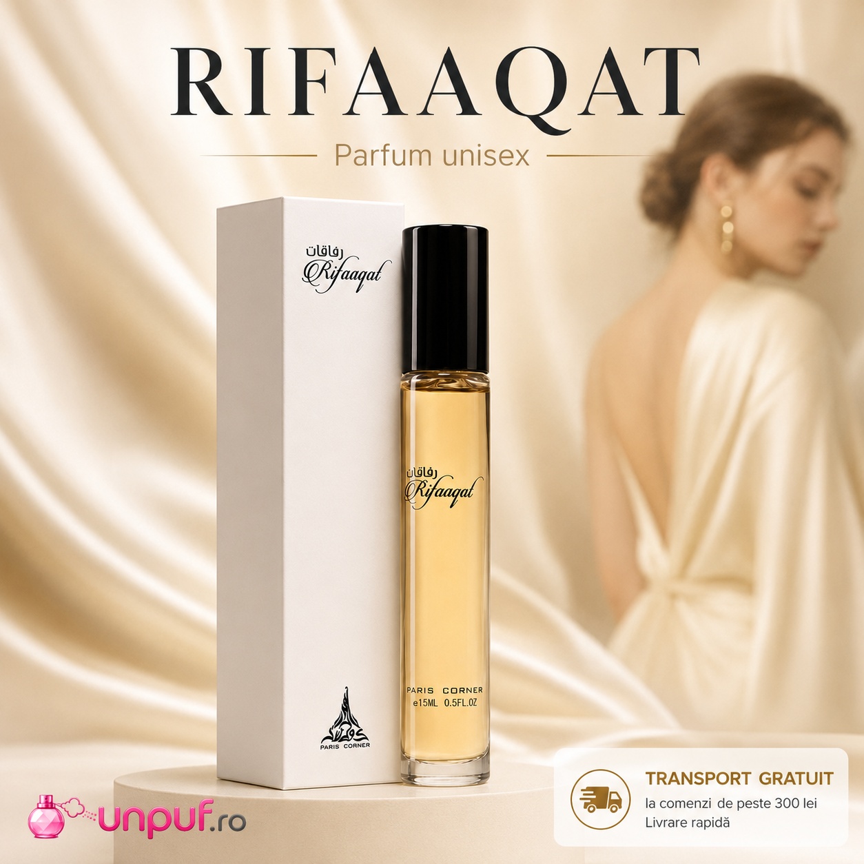 Rifaaqat Paris Corner 15 ml parfum unisex cu transport gratuit la comenzi eligibile