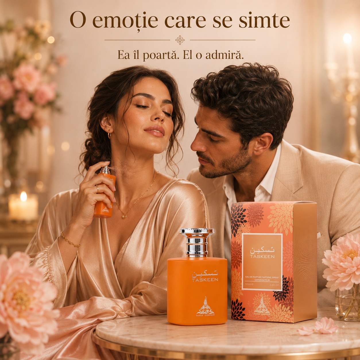 Taskeen Paris Corner parfum unisex romantic fructat și elegant pentru el și pentru ea