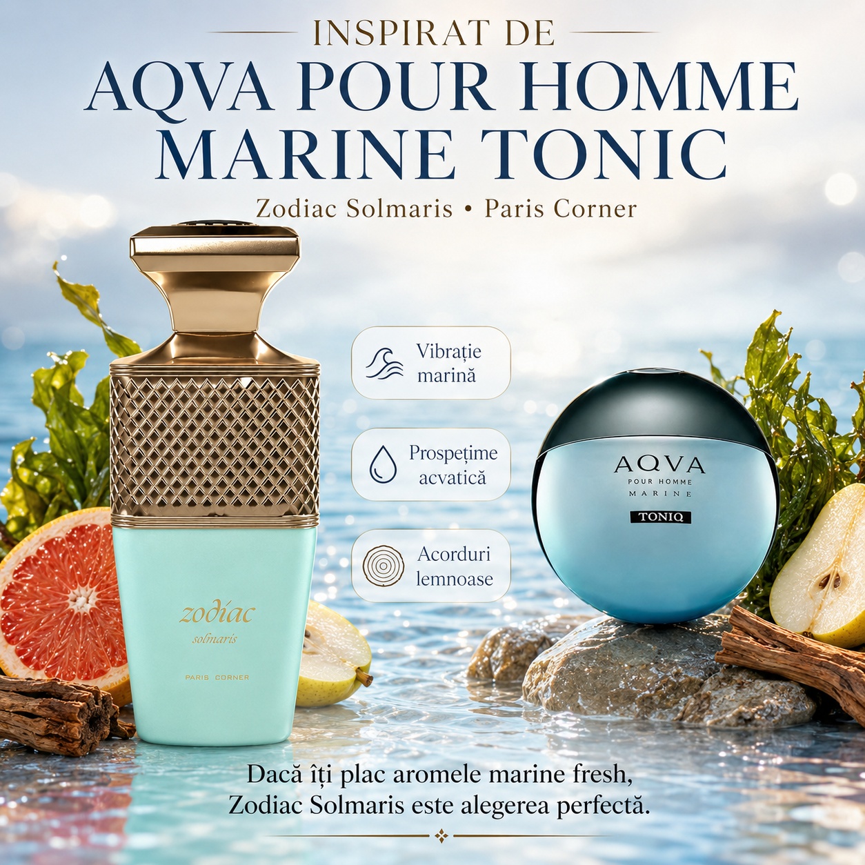 Zodiac Solmaris Paris Corner inspirat din Aqua Pour Homme Marine Tonic parfum fresh marin și acvatic
