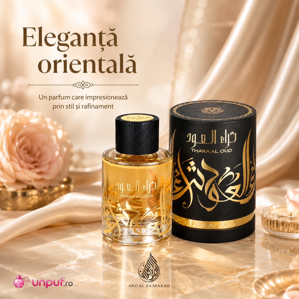 Thara Al Oud Ard Al Zaafaran parfum arăbesc cu note orientale, lemnoase și condimentate