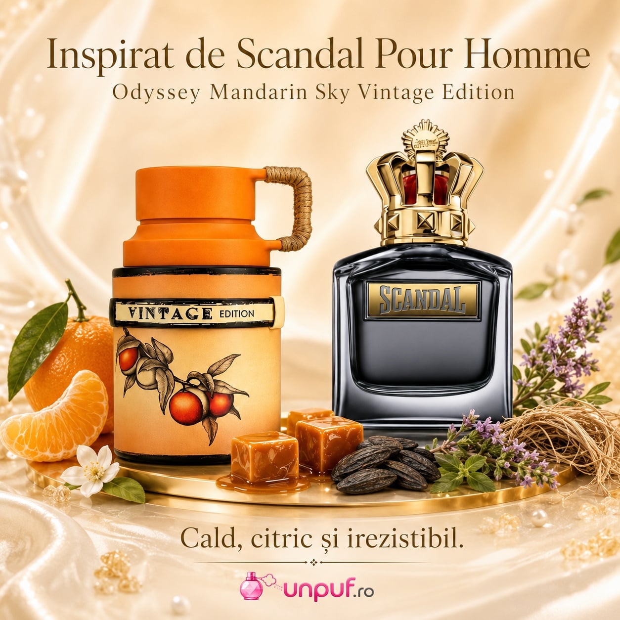 Armaf Odyssey Mandarin Sky Vintage inspirat de Scandal Pour Homme, parfum cald citric și irezistibil
