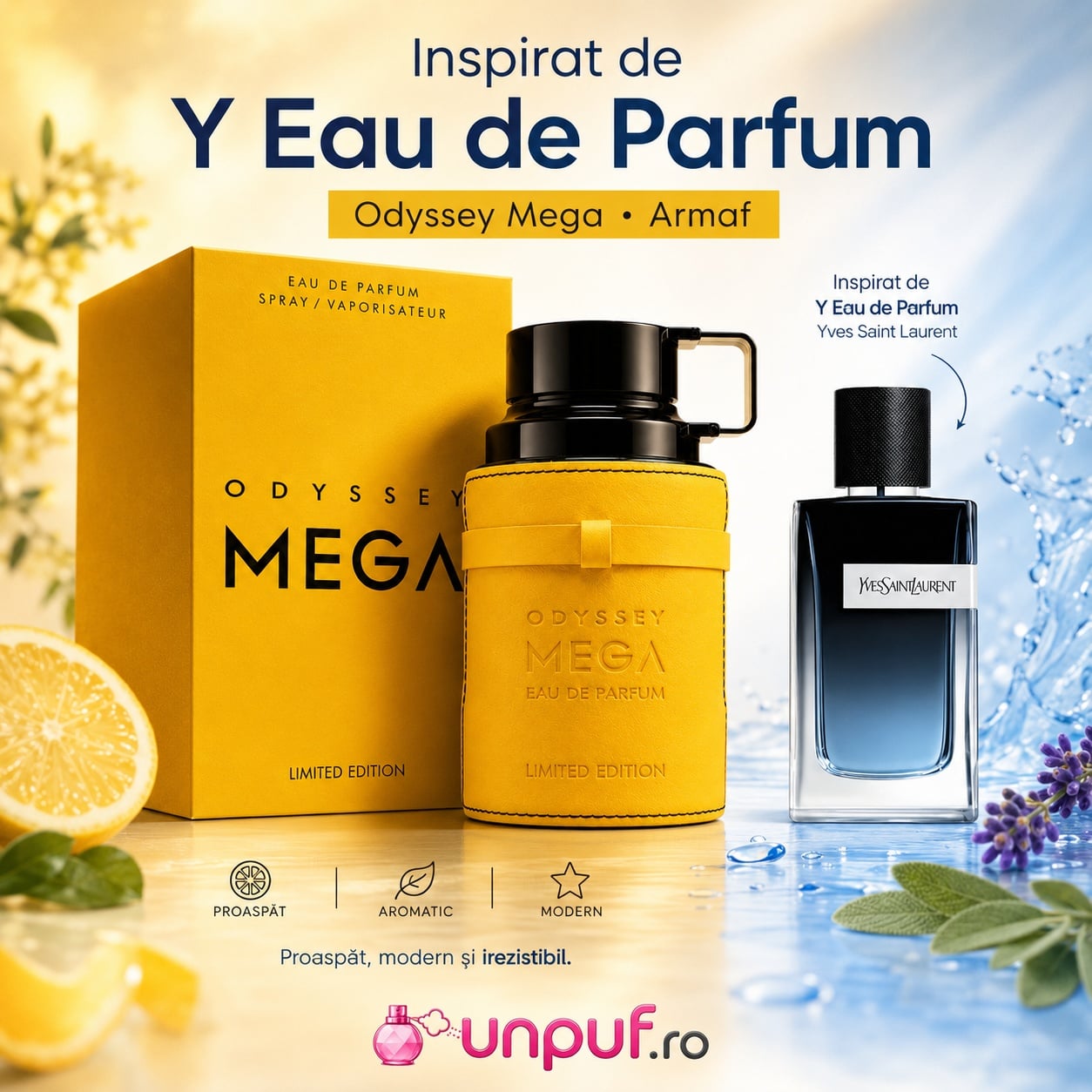 Armaf Odyssey Mega Man inspirat de Y Eau de Parfum, parfum proaspăt, aromatic și modern