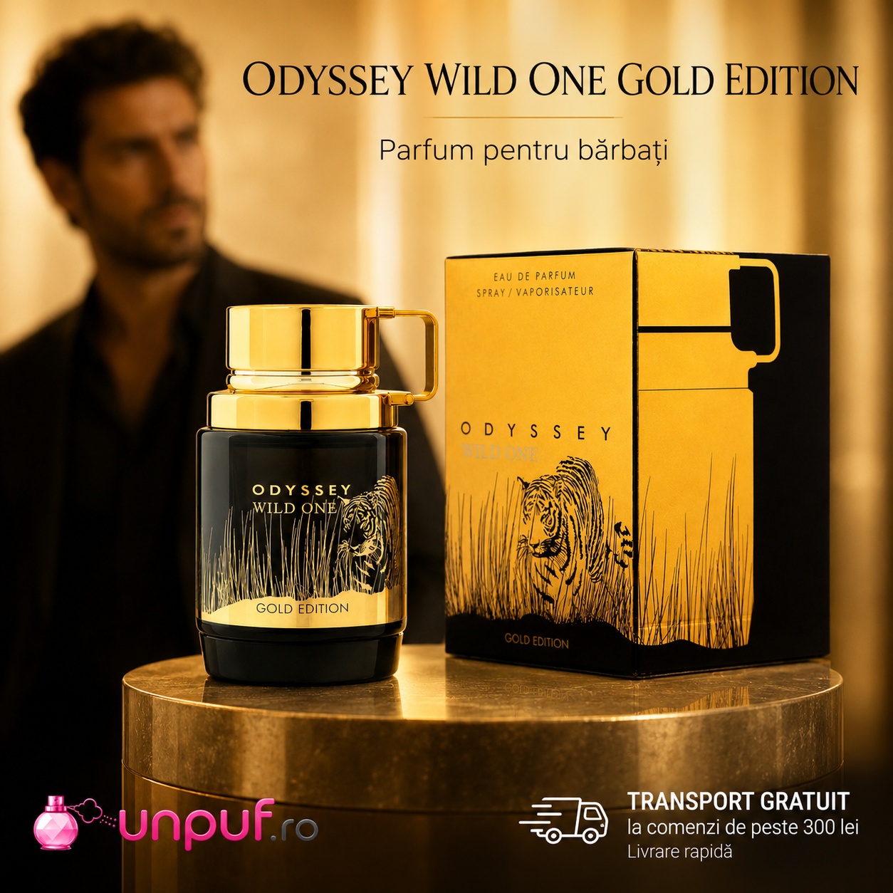 Armaf Odyssey Wild One Gold Edition parfum pentru bărbați cu prezentare premium și aromă fresh puternică