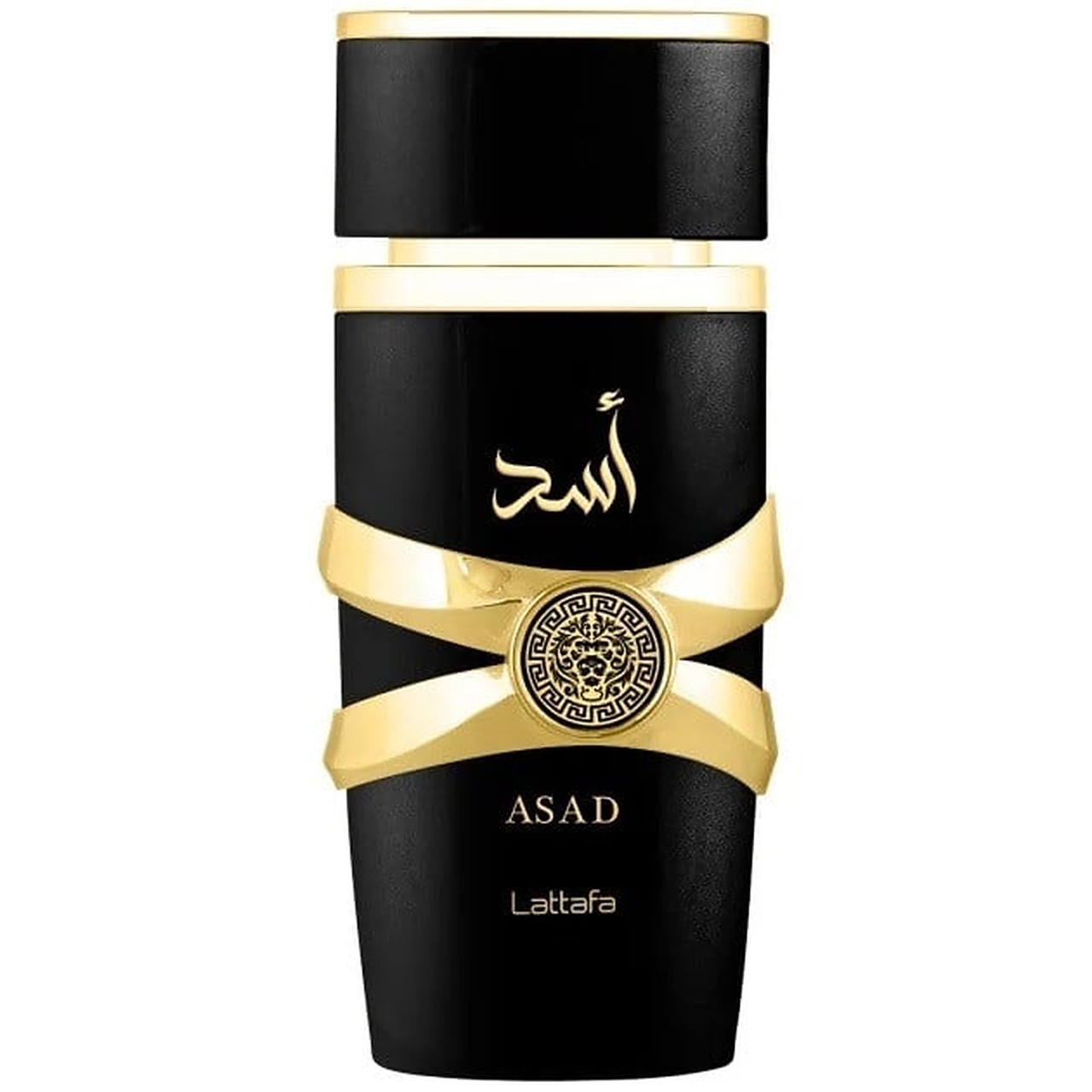 Flacon original Asad Lattafa 100 ml parfum bărbătesc negru cu detalii aurii
