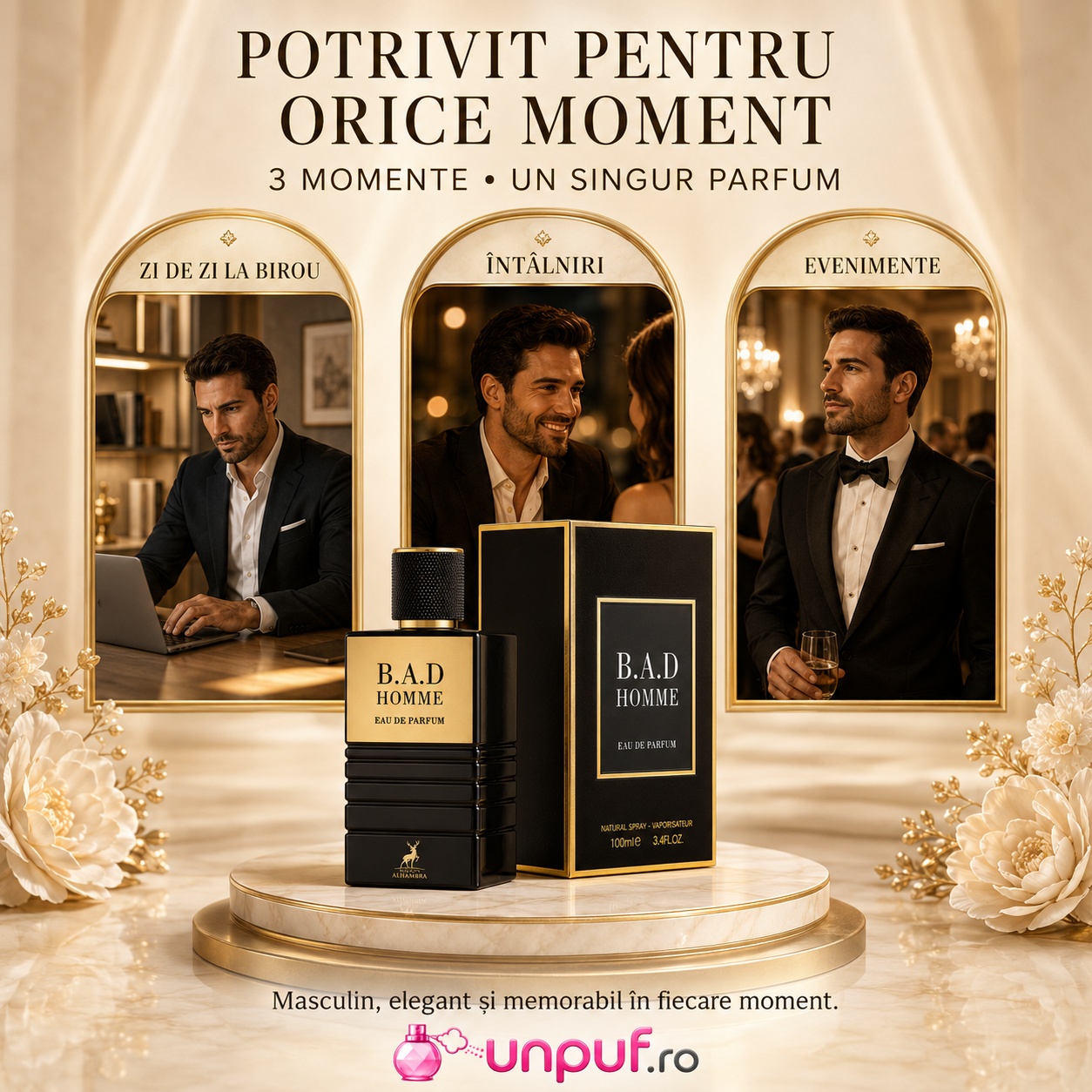 Parfum B.A.D. Homme Maison Alhambra potrivit pentru zi de zi la birou, &icirc;nt&acirc;lniri și evenimente