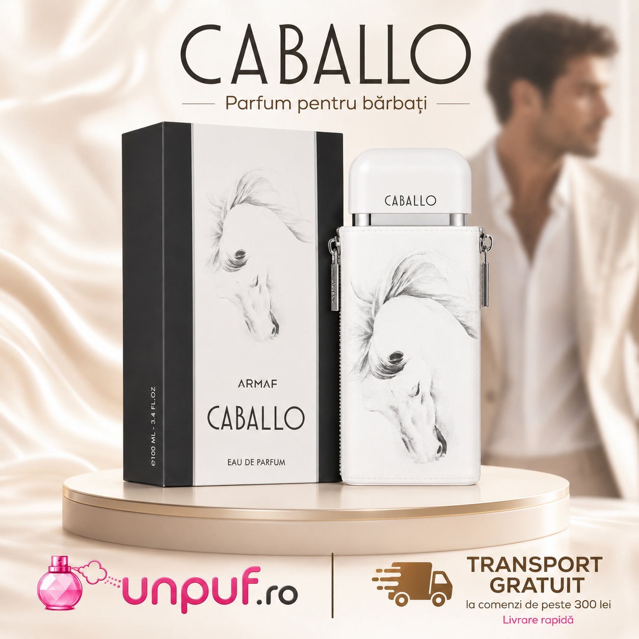 Armaf Caballo Pour Homme parfum pentru bărbați cu prezentare premium și aromă fresh elegantă