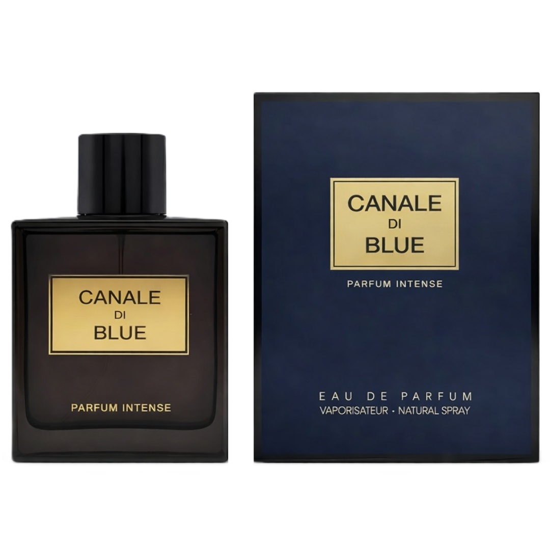 Parfum Canale Di Blue Parfum Intense Fragrance World 100 ml imagine produs pe fundal alb cu flacon și cutie