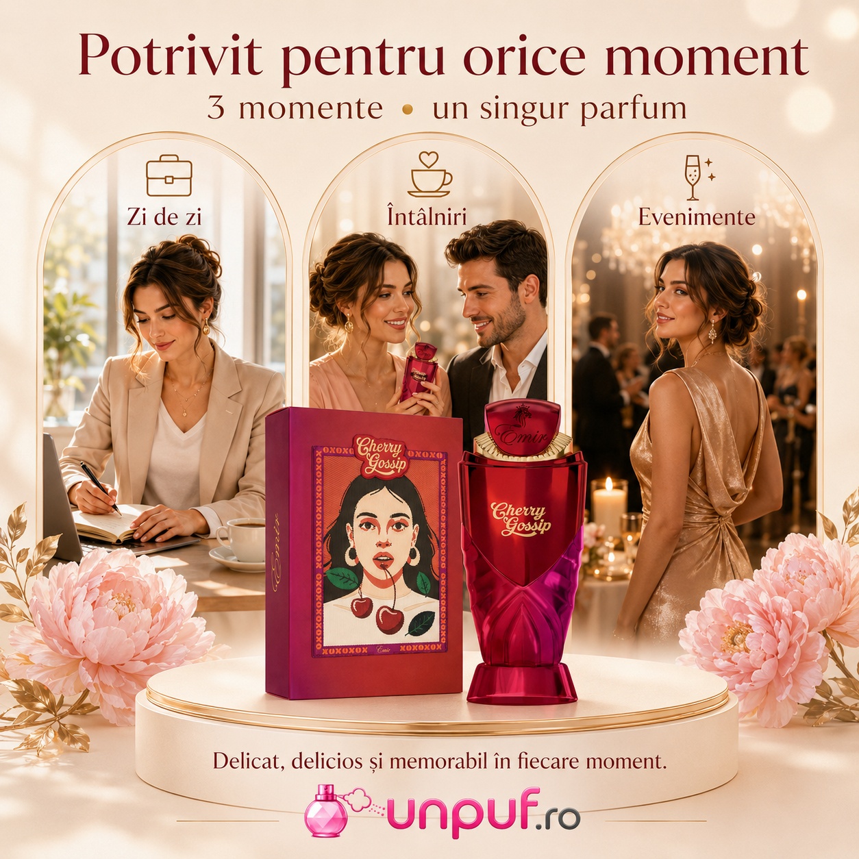 Cherry Gossip potrivit pentru zi de zi, &icirc;nt&acirc;lniri și evenimente, parfum delicat delicios și memorabil