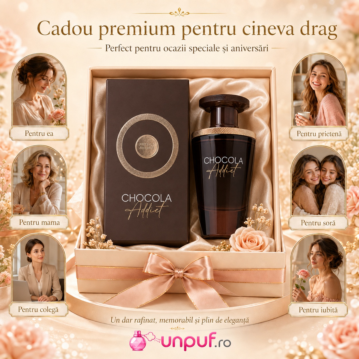 Cadou premium Chocola Addict French Avenue pentru ea, pentru mamă, soră, prietenă, colegă sau iubită