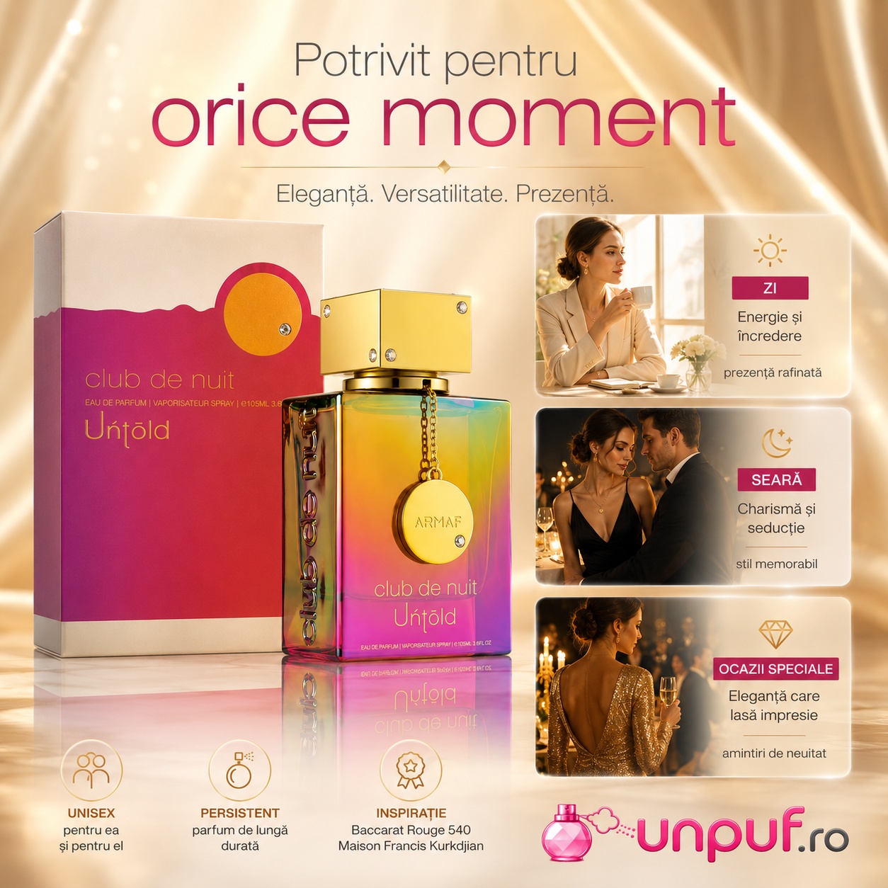 Club De Nuit Untold Armaf potrivit pentru zi, seară și ocazii speciale, parfum unisex elegant versatil și persistent