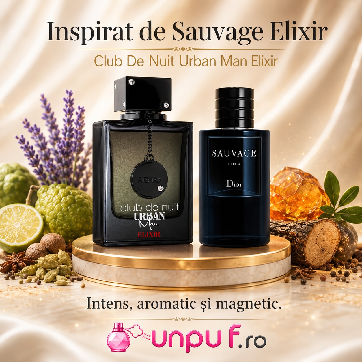 Club De Nuit Urban Man Elixir Armaf inspirat de Sauvage Elixir, parfum intens, aromatic și magnetic