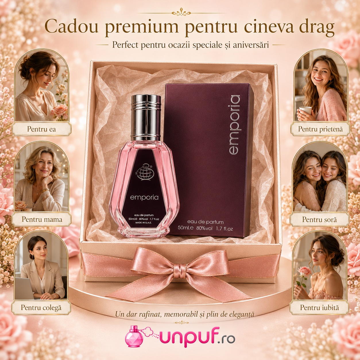 Emporia cadou premium pentru ea, mamă, prietenă, soră, colegă sau iubită, parfum elegant și memorabil