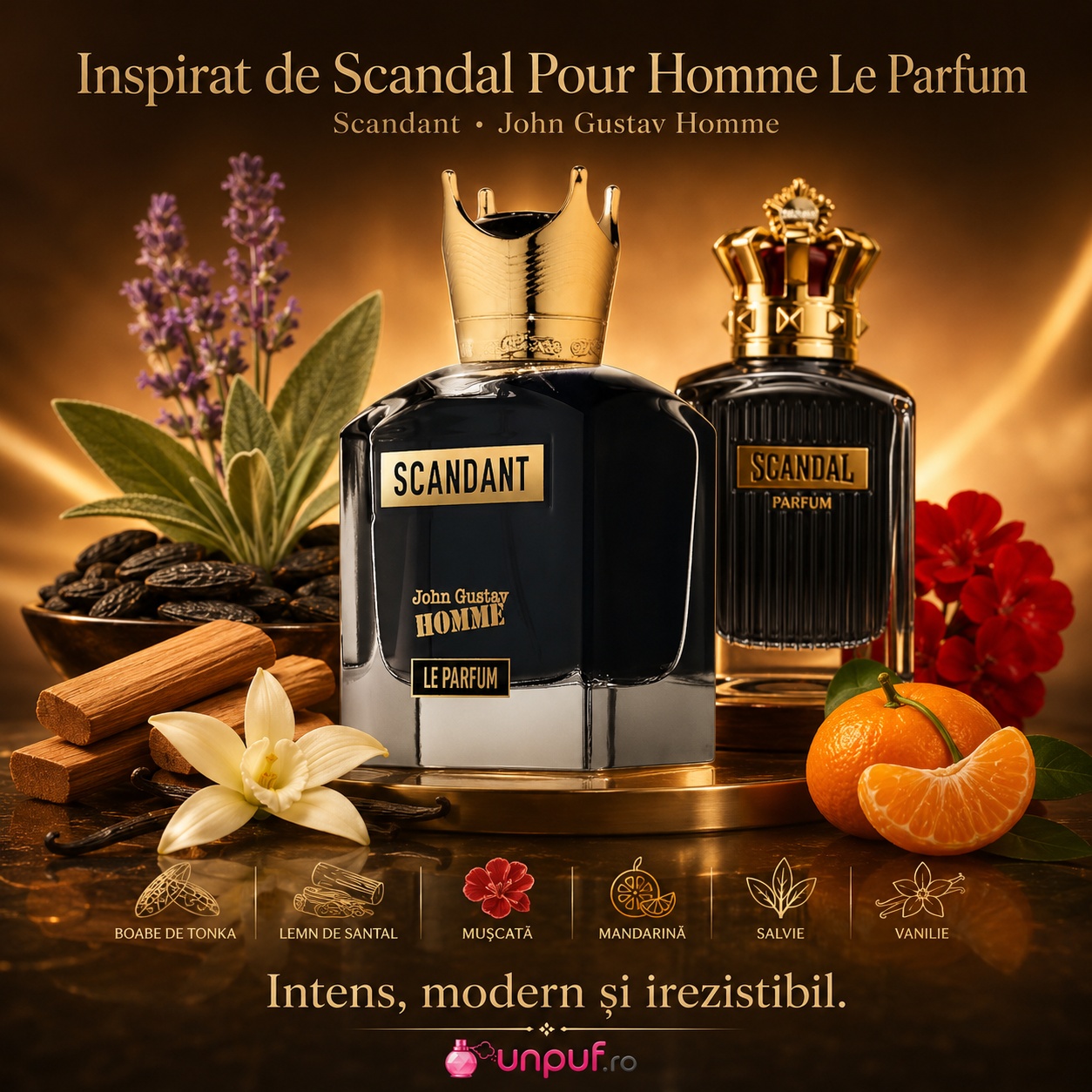 John Gustav Homme Scandant inspirat de Scandal Pour Homme Le Parfum cu note masculine intense