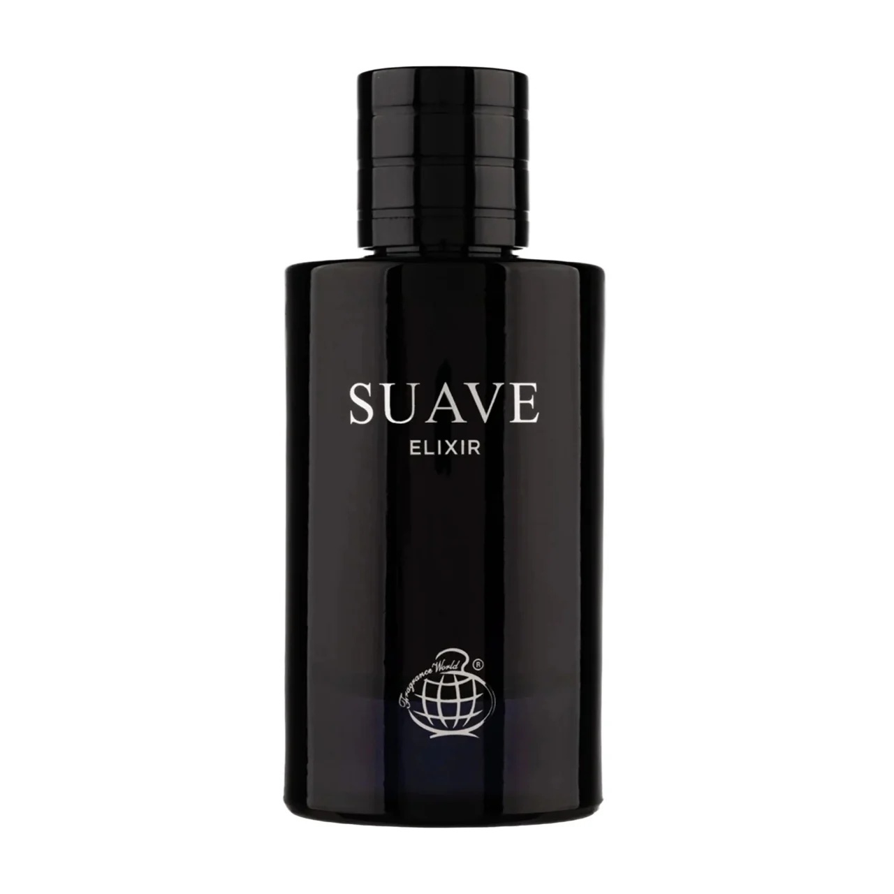 Parfum Fragrance World Suave Elixir 80 ml imagine produs pe fundal alb cu flacon negru