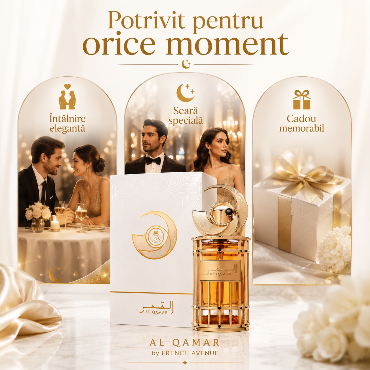 Parfum French Avenue Al Qamar potrivit pentru seară, evenimente, momente speciale și apariții elegante