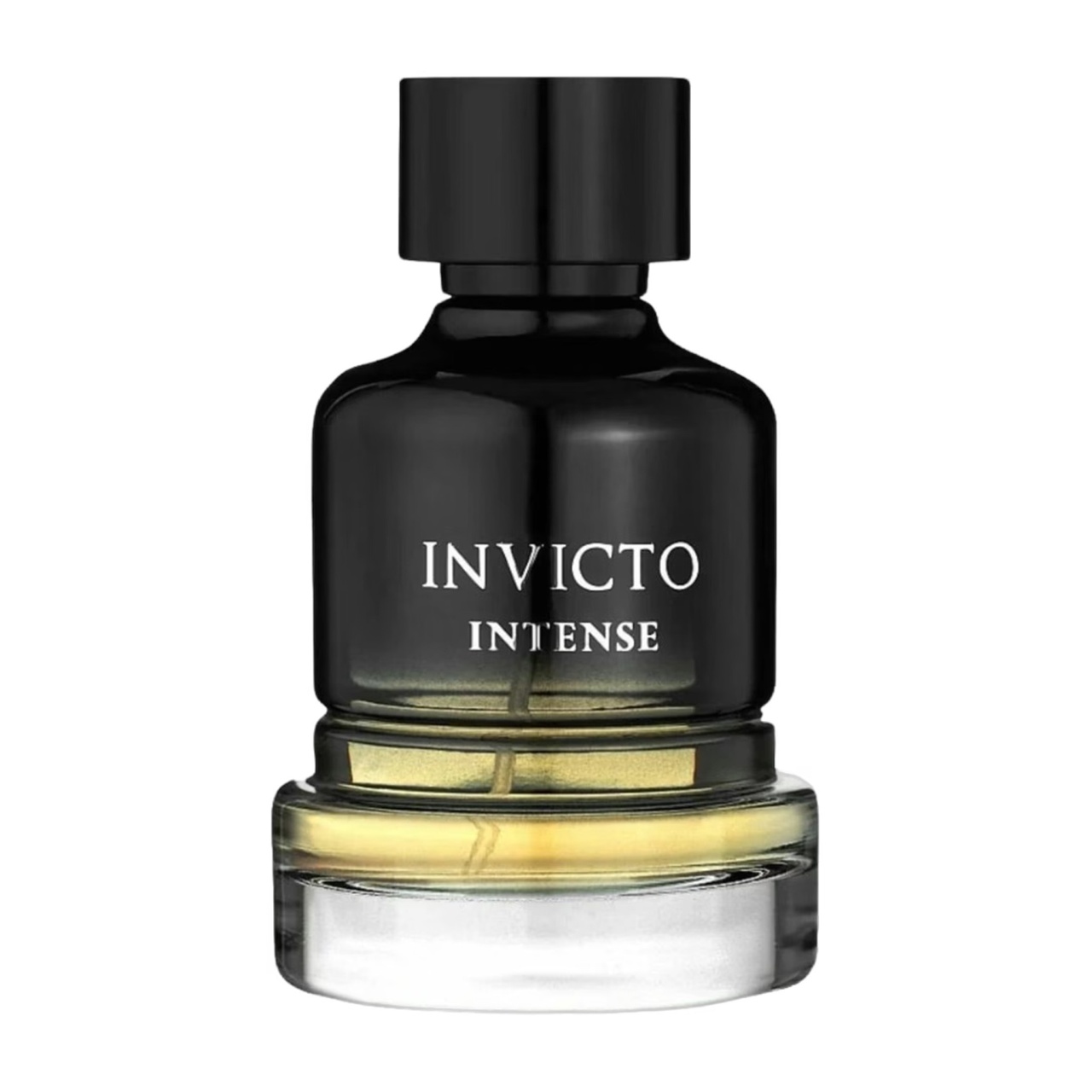 Parfum Invicto Intense Eau de Parfum 100 ml imagine produs pe fundal alb cu flacon negru și lichid ambrat