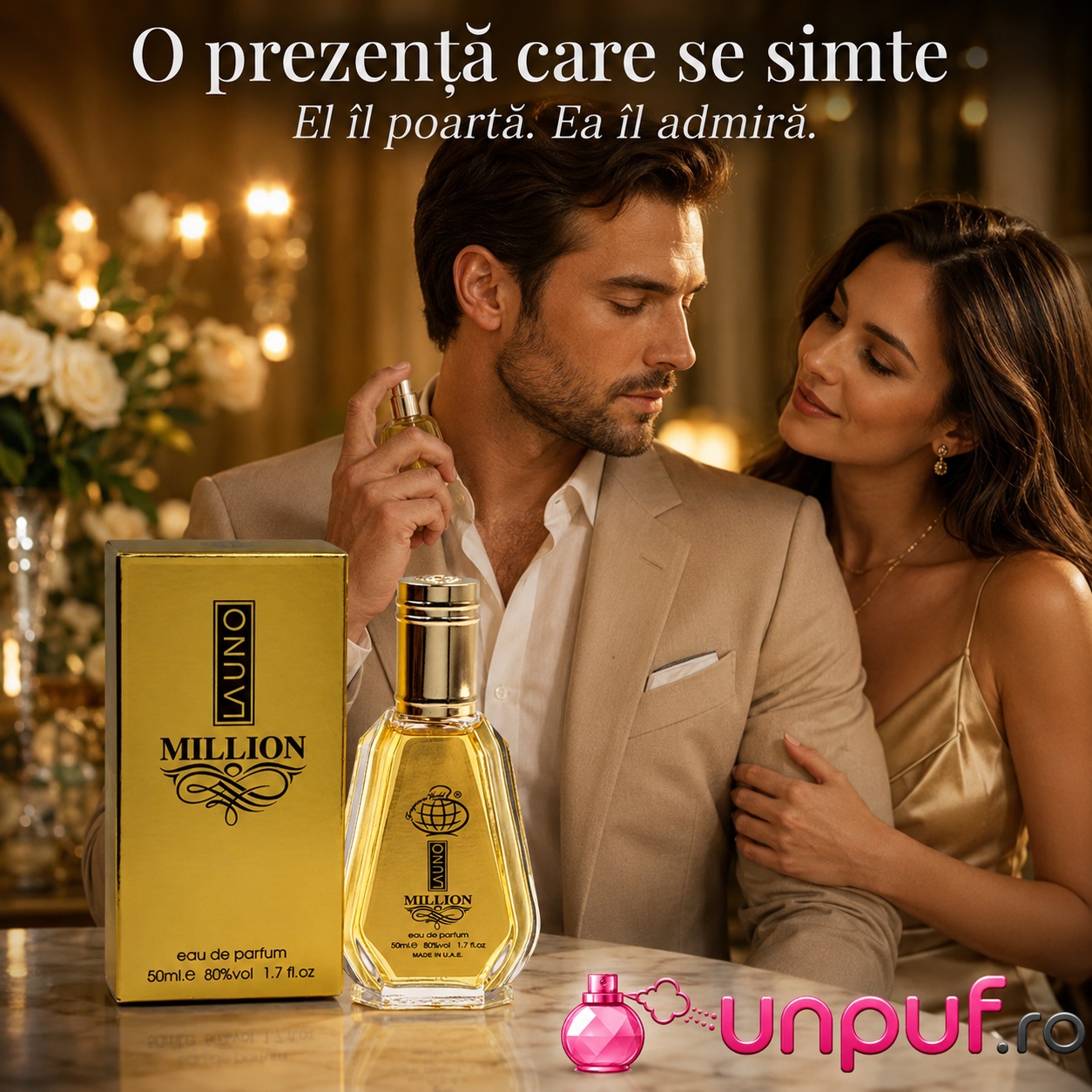 Ce primești în colet La Uno Million Fragrance World parfum 50 ml ambalat cu atenție și pregătit pentru cadou