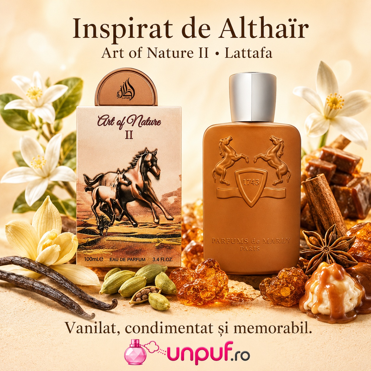 Lattafa Art Of Nature II parfum inspirat de Althair cu aromă vanilată condimentată și memorabilă