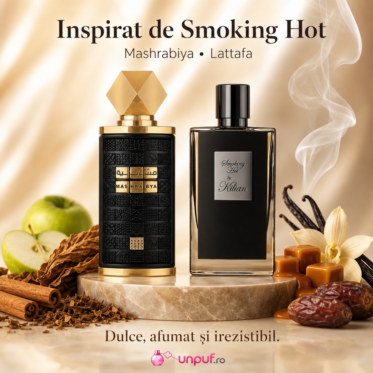 Lattafa Mashrabya parfum inspirat de Smoking Hot cu aromă dulce afumată și irezistibilă