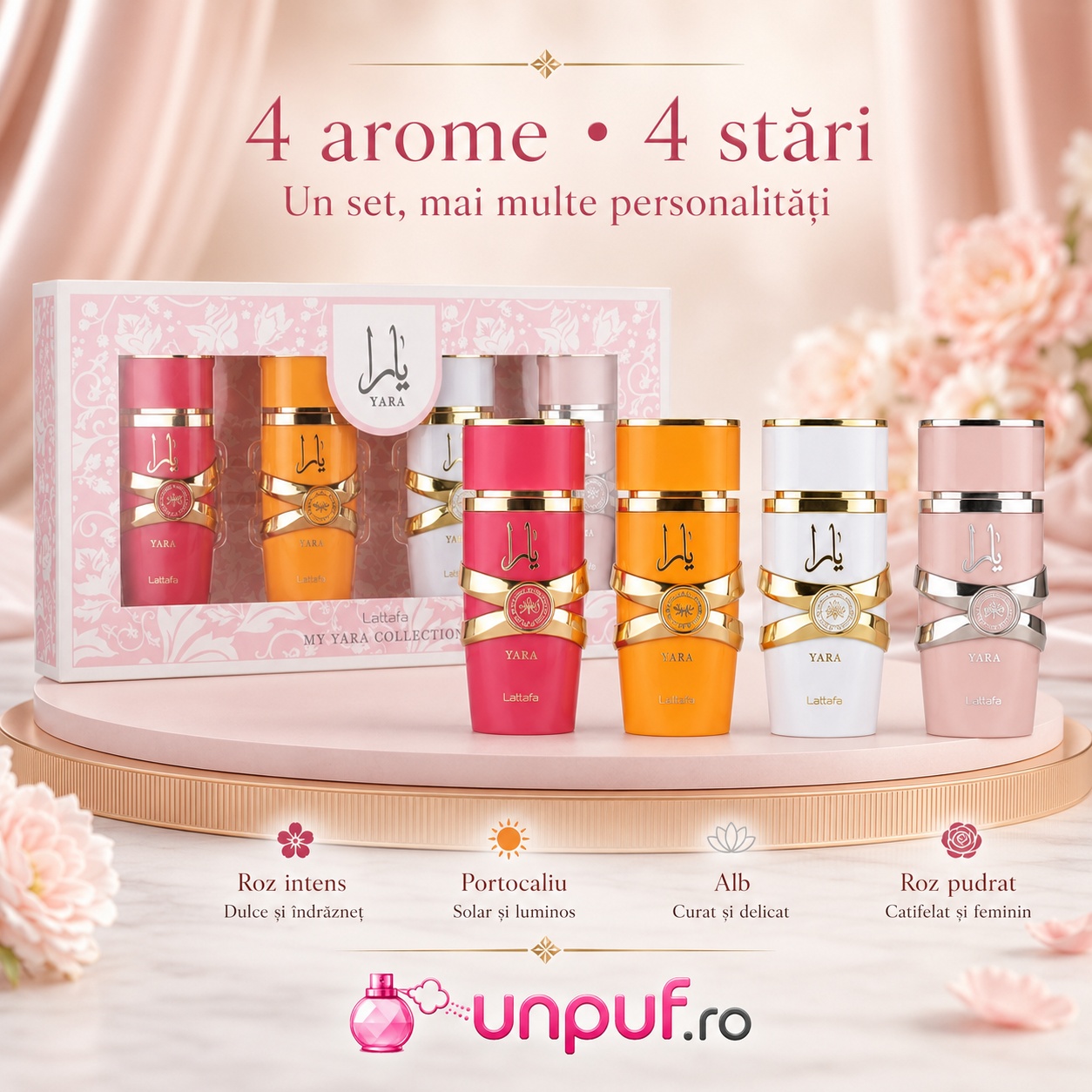 Prezentare Lattafa My Yara Collection 25ml Set, parfum arabesc unisex persistent