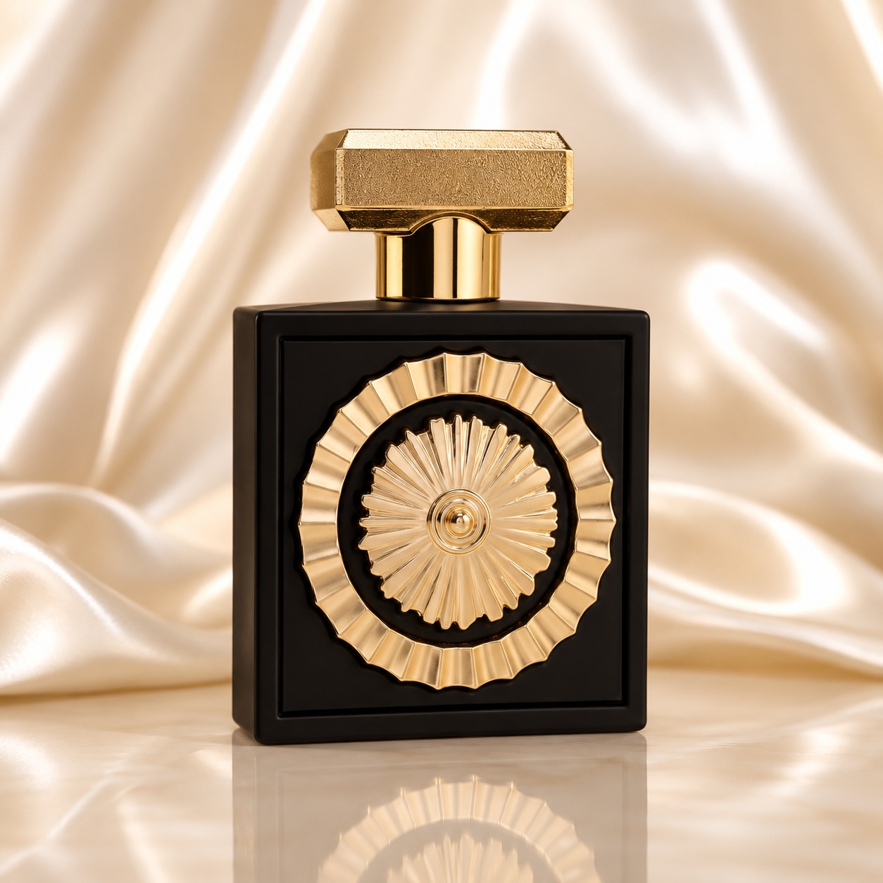 Flacon Lattafa Nebras 100 ml parfum unisex negru cu medalion auriu decorativ și capac elegant
