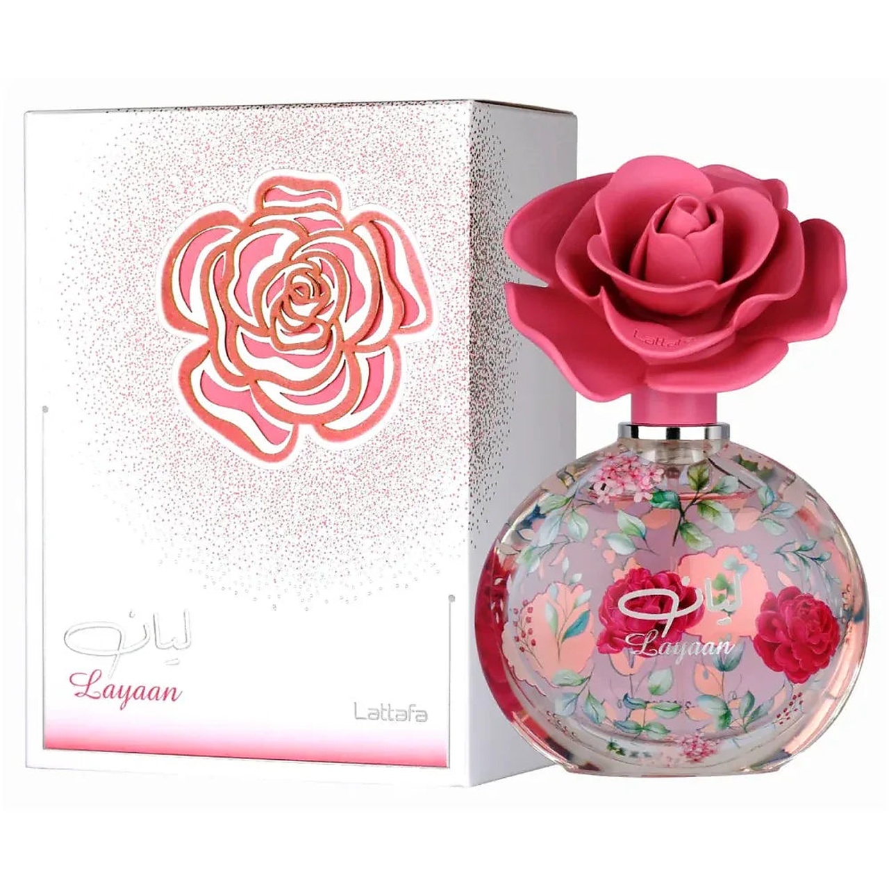 Parfum Lattafa Pride Layaan 75 ml apă de parfum pentru damă cu flacon original floral și cutie albă Lattafa Pride