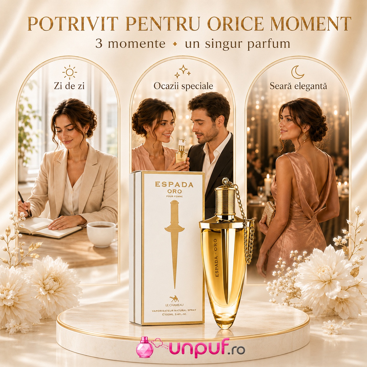 Parfum Le Chameau Espada Oro potrivit pentru zi de zi, ocazii speciale și seară elegantă