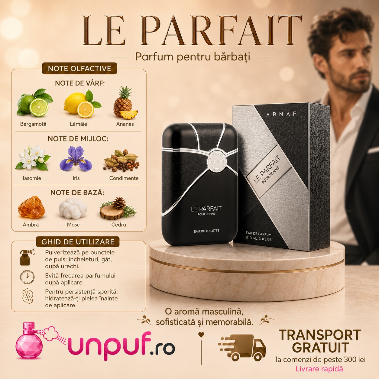 Note olfactive și ghid de utilizare Armaf Le Parfait Pour Homme 100 ml