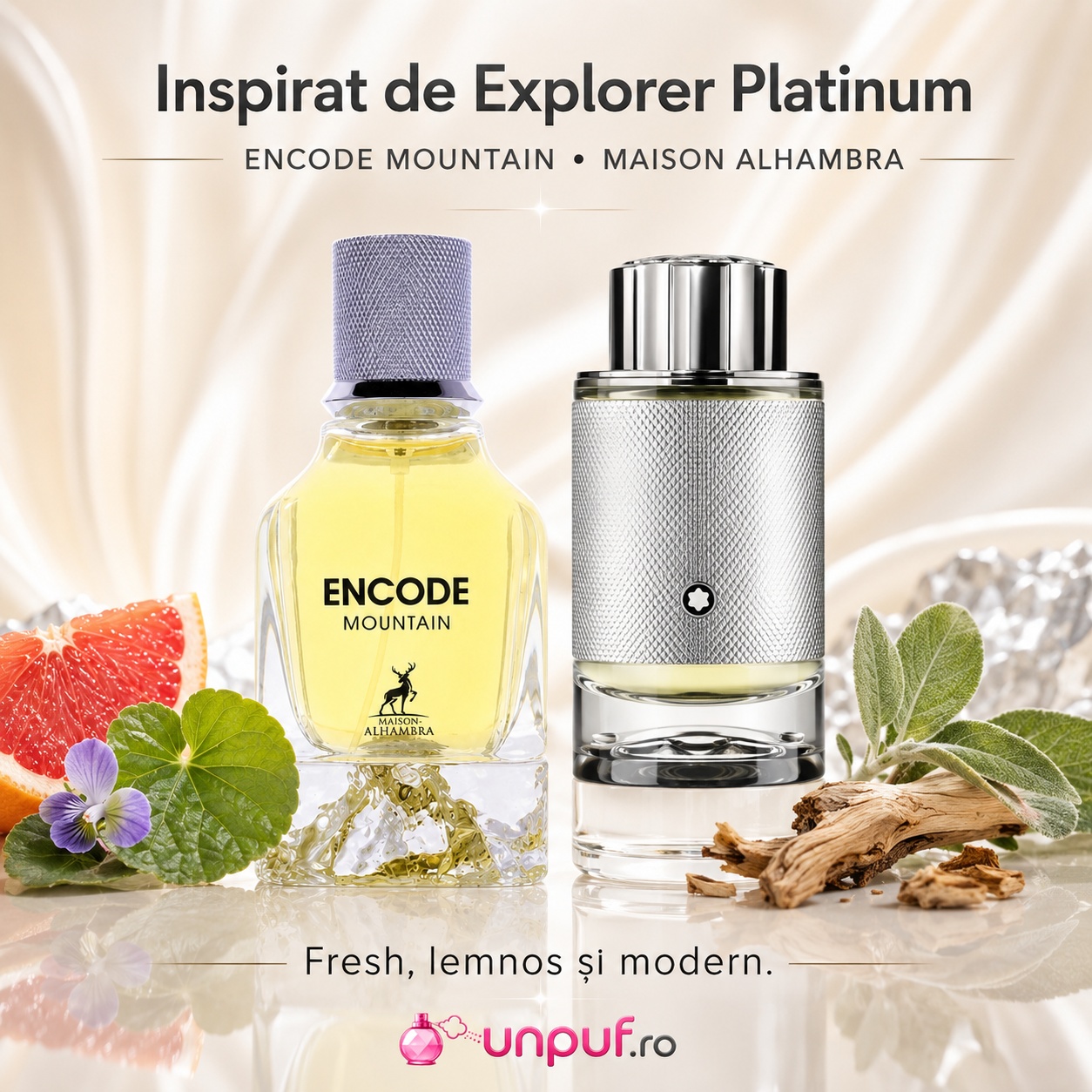 Parfum Encode Mountain Maison Alhambra inspirat de Explorer Platinum, fresh, lemnos și modern