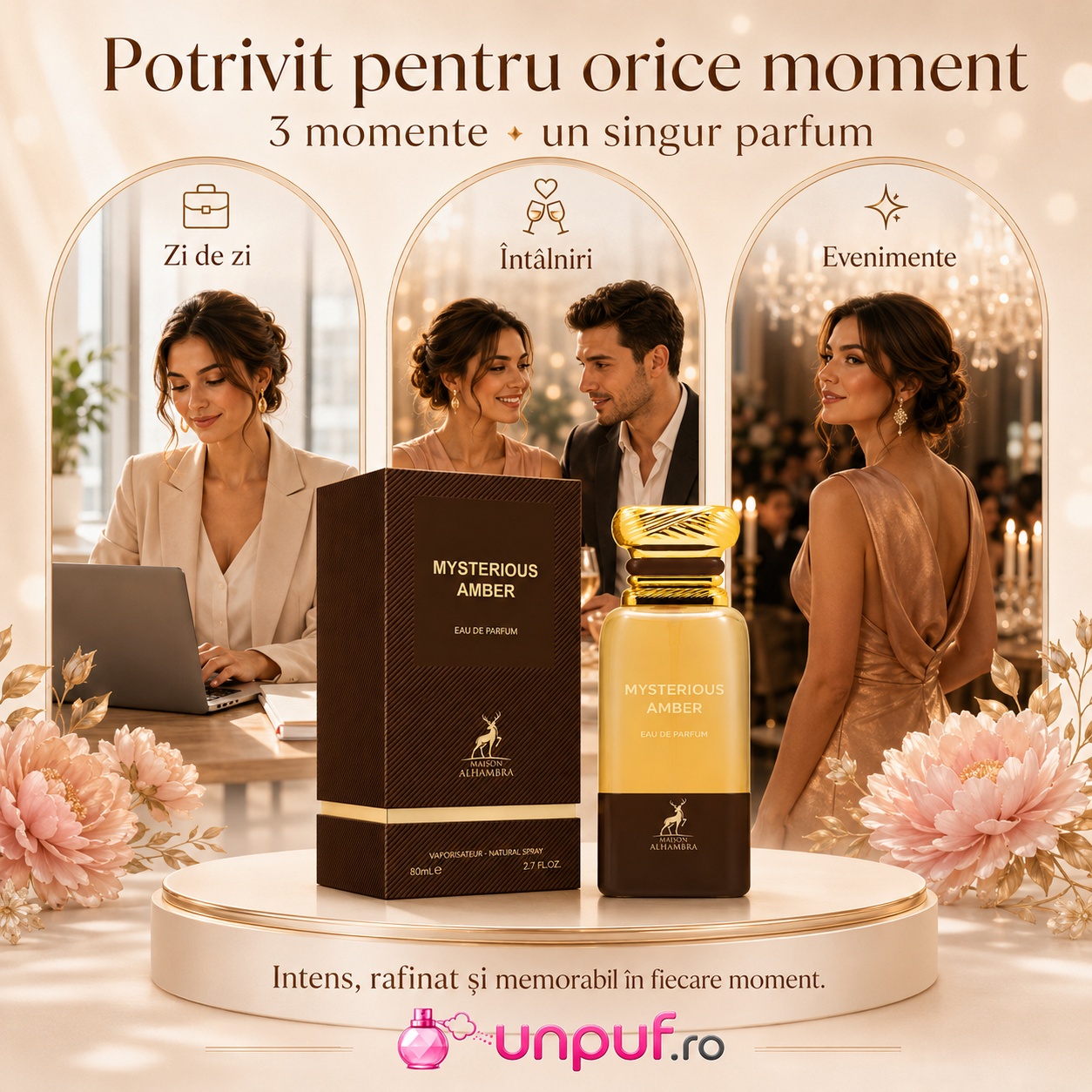 Parfum Mysterious Amber Maison Alhambra potrivit pentru zi de zi, &icirc;nt&acirc;lniri și evenimente elegante
