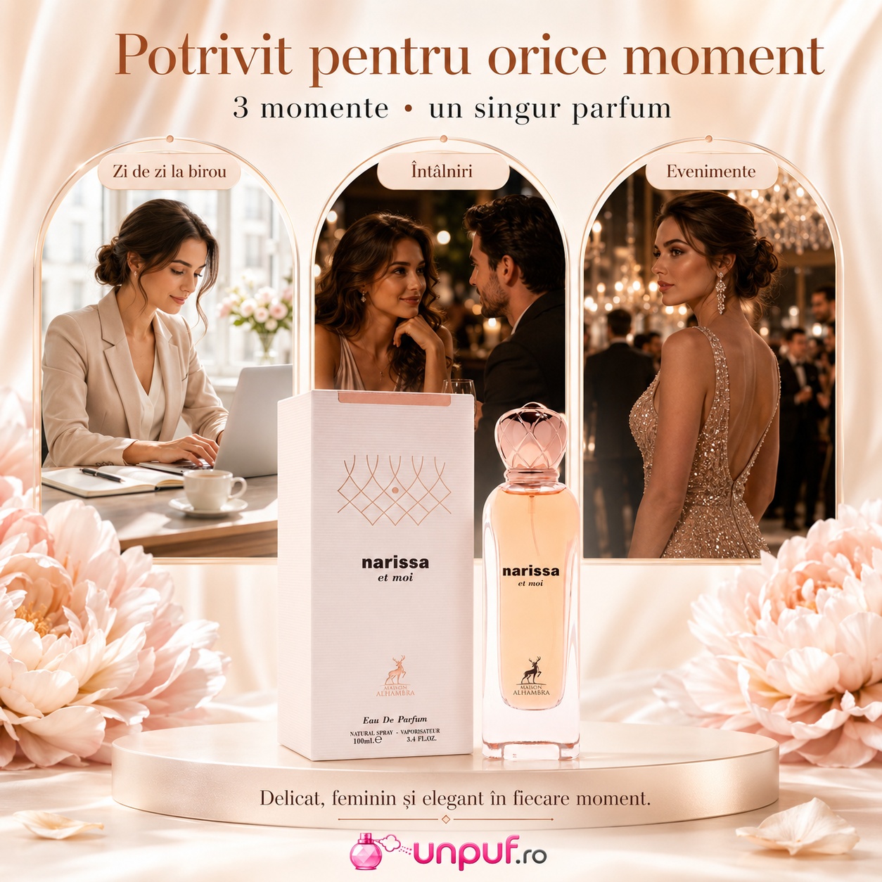 Parfum Narissa Et Moi Maison Alhambra potrivit pentru zi de zi la birou, &icirc;nt&acirc;lniri și evenimente elegante