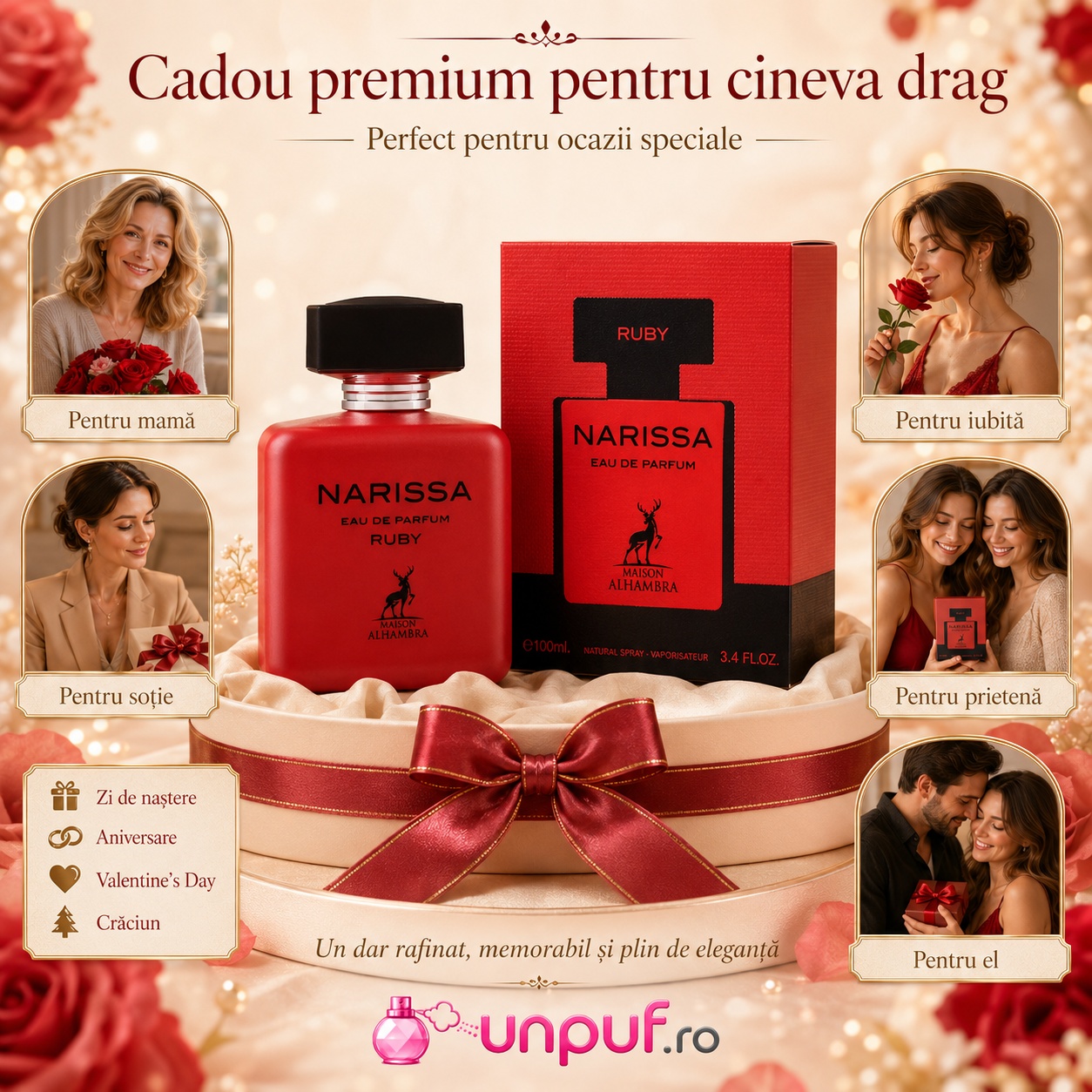 Narissa Ruby Maison Alhambra cadou premium pentru mamă, soție, iubită, prietenă sau persoana dragă