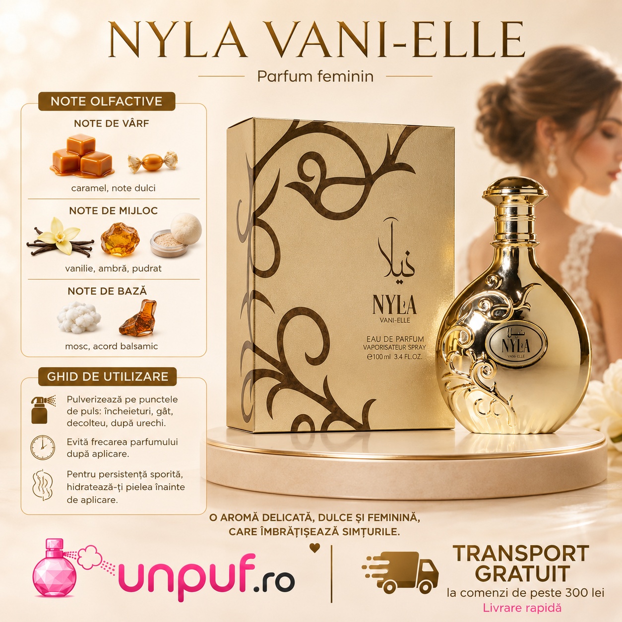Nyla Vanille note olfactive și ghid de utilizare parfum feminin vanilat cremos