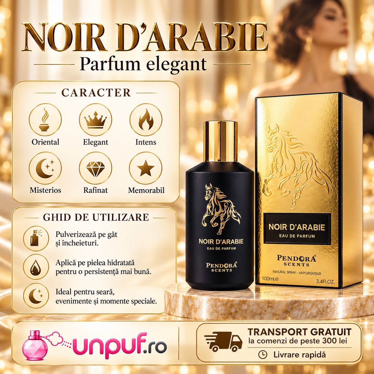 Noir D'Arabie Pendora Scents parfum elegant cu caracter oriental și ghid de utilizare