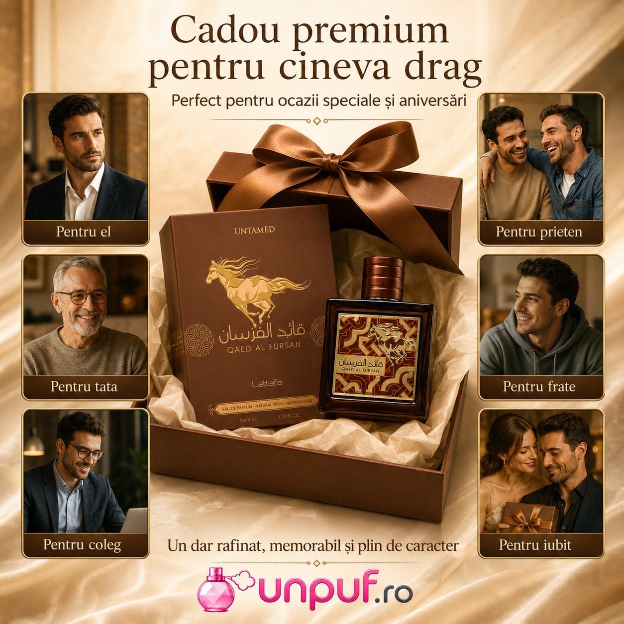 Qaed Al Fursan Untamed Lattafa cadou premium pentru el, tată, prieten, frate, coleg sau iubit