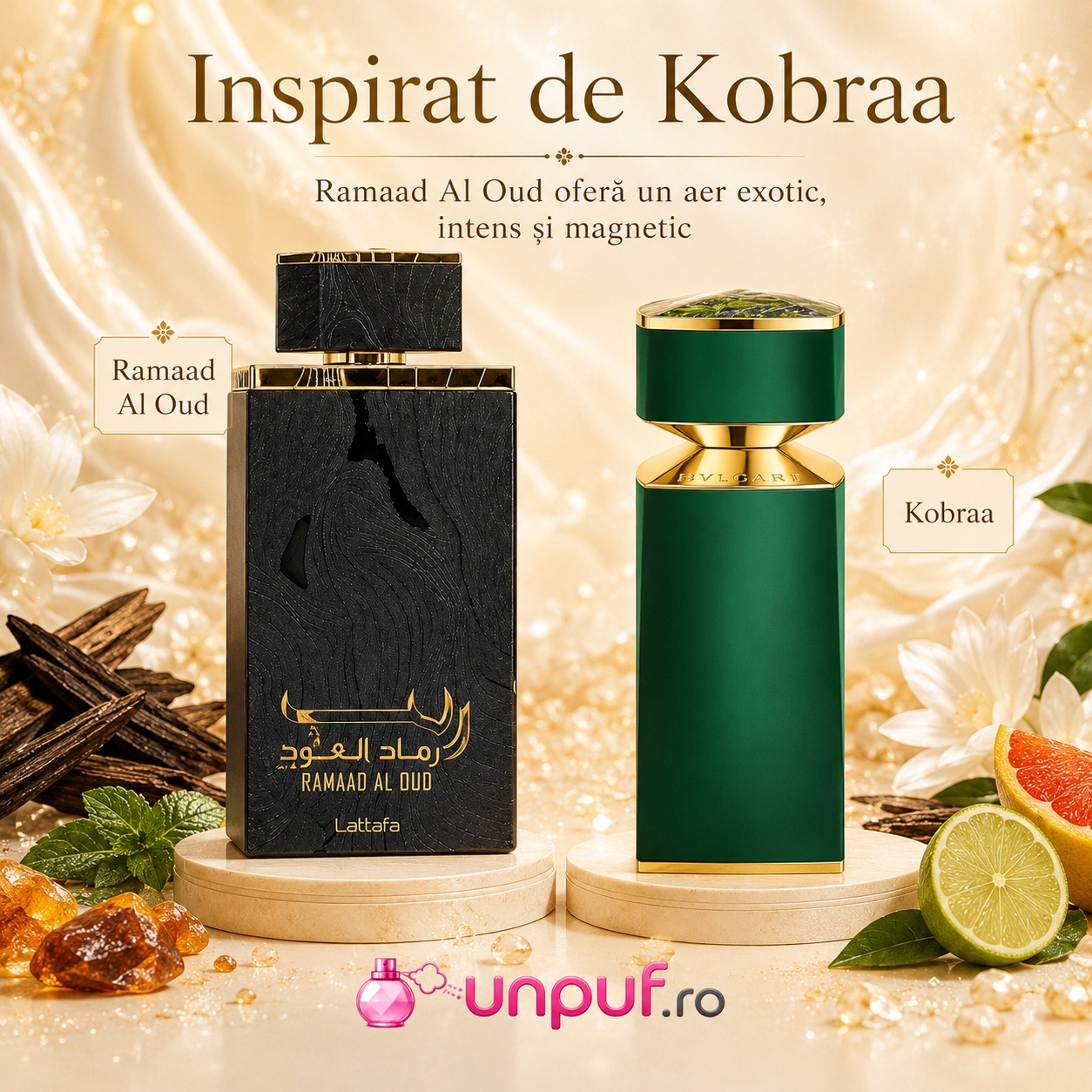 Ramaad Al Oud Lattafa inspirat de Kobraa parfum exotic intens și magnetic cu oud