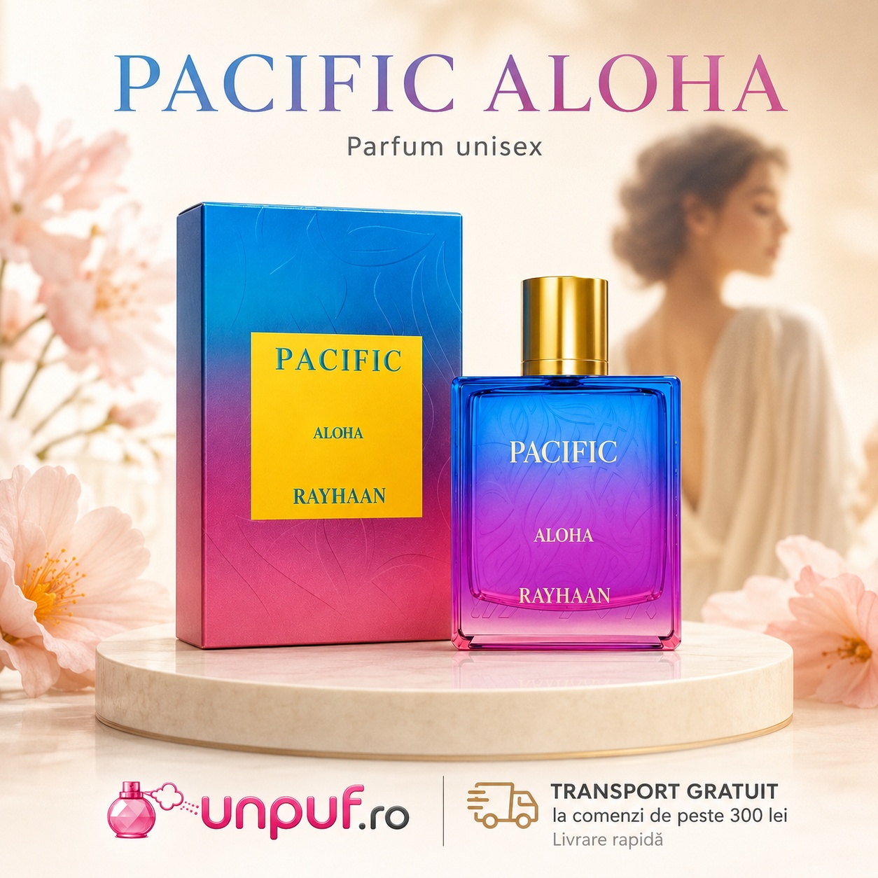 Rayhaan Pacific Aloha parfum unisex, proaspăt, exotic și luminos, cu prezentare premium și transport gratuit