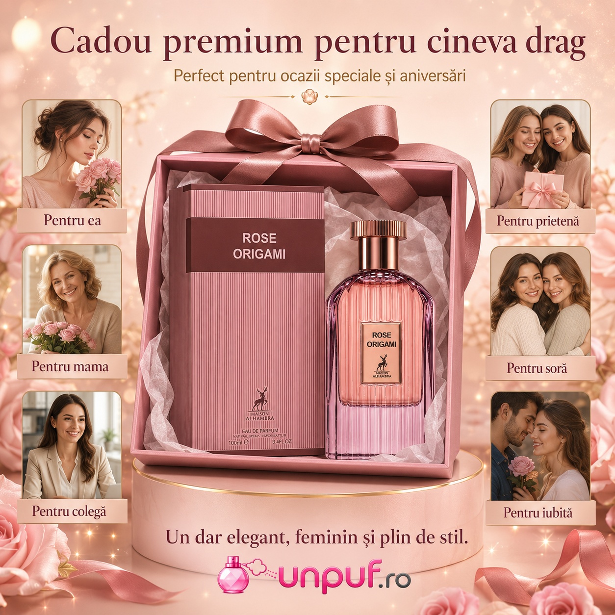 Rose Origami Maison Alhambra cadou premium pentru ea, mamă, prietenă, soră, colegă sau iubită