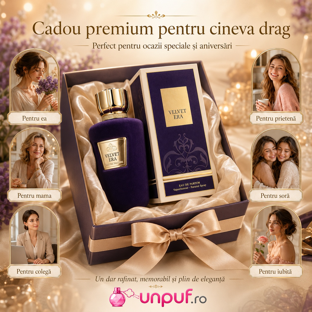 Velvet Era Fragrance World cadou premium pentru femei și bărbați mamă prietenă soră colegă sau iubită