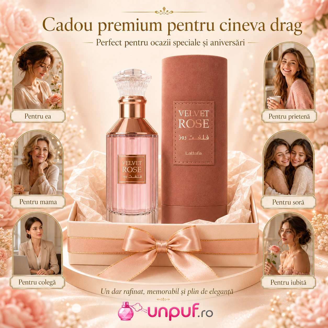 Velvet Rose Lattafa cadou premium pentru ea, mamă, prietenă, soră, colegă sau iubită