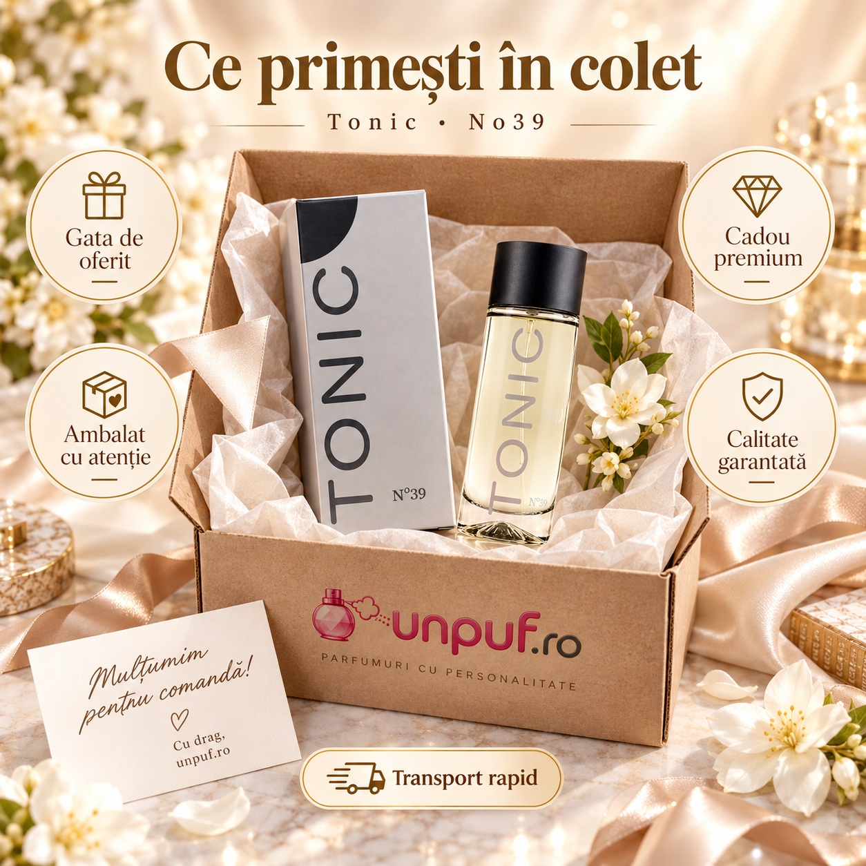 Ce primești în colet când comanzi Tonic No 39 AMD Perfumes de la UnPuf